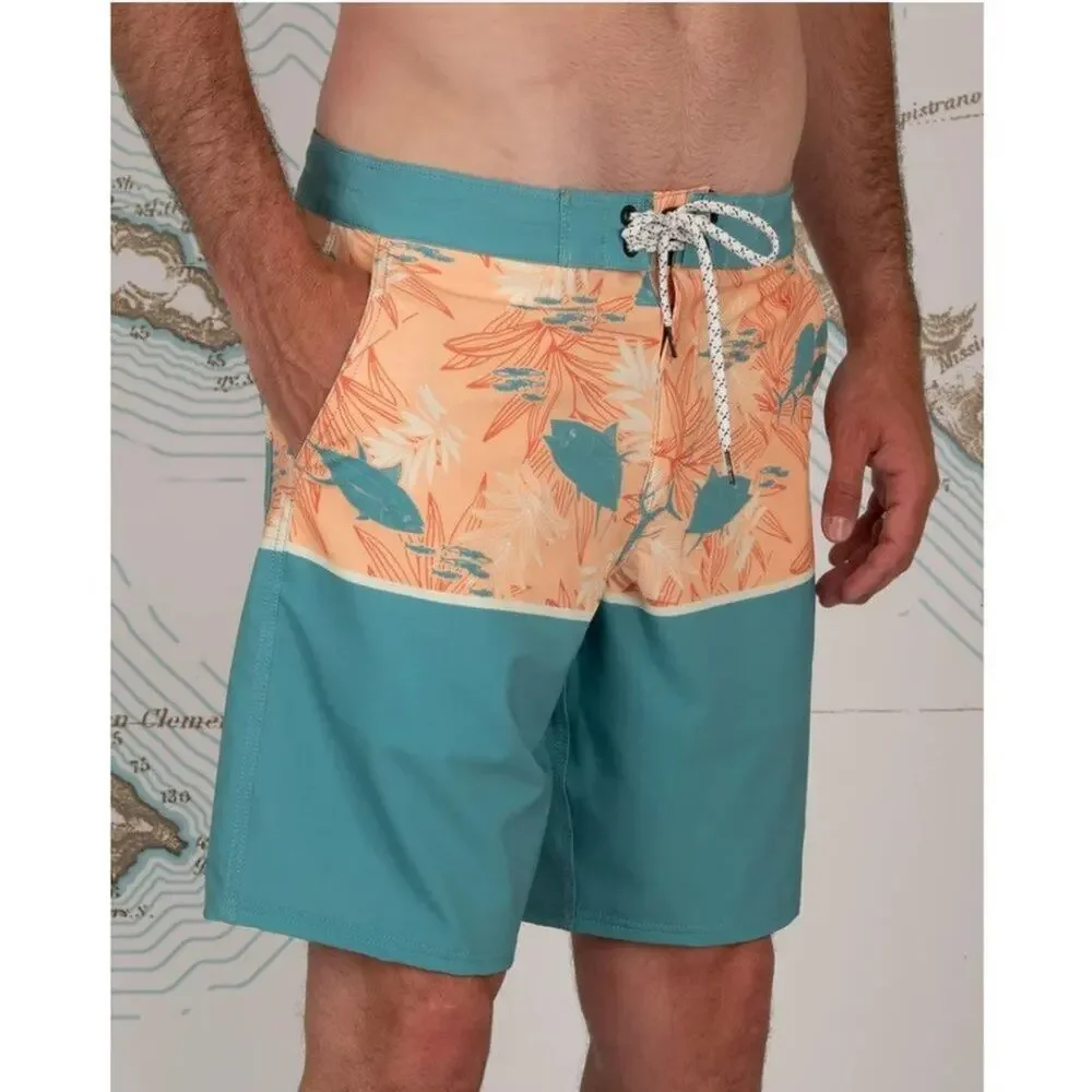 Salty Crew Men's Dark Aqua Tandem Board Shorts Size 38